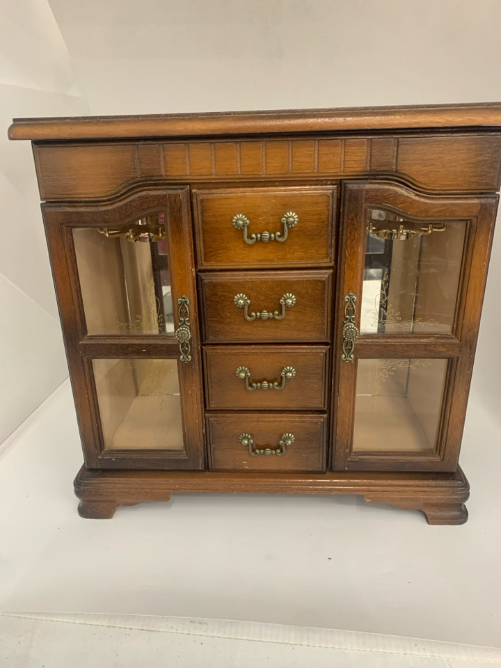 DARK WOOD JEWELRY/MUSIC BOX.