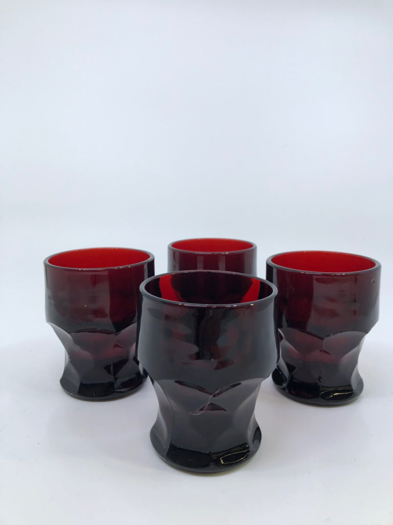 4 VTG CRANBERRY GLASS TUMBLERS-CAPE COD.