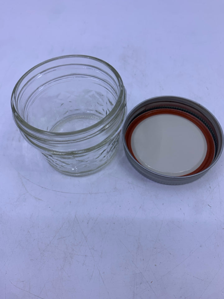 SMALL DIAMOND PATTERN JAR W SILVER LID.