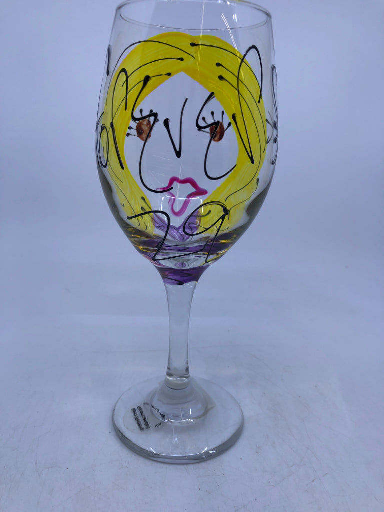 WINE GLASS FOREVER 29 BIRTHDAY PAINTED.