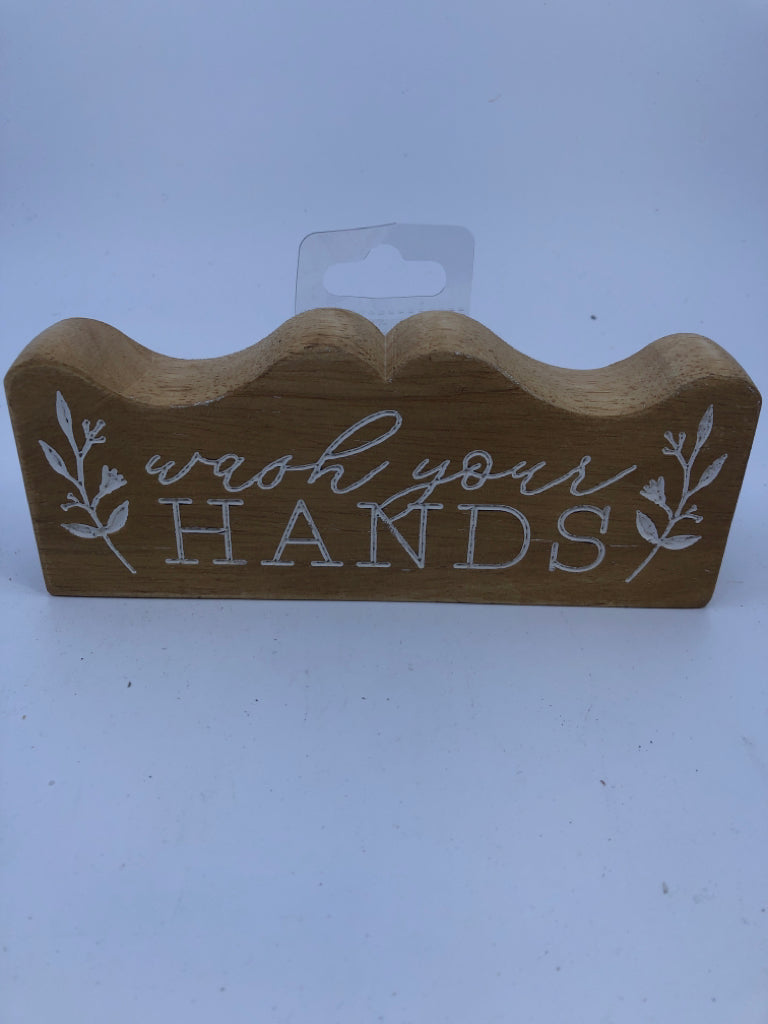 WASH YOUR HANDS BLOCK SIGN.