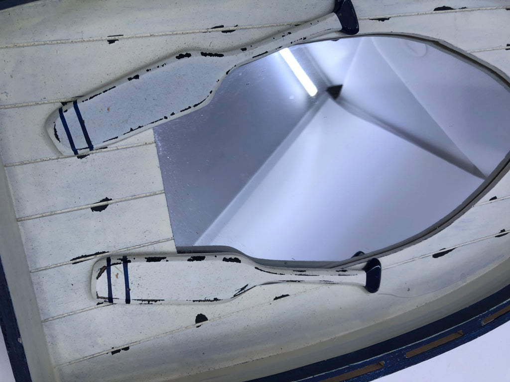 WHITE & BLUE BOAT MIRROR WALL.