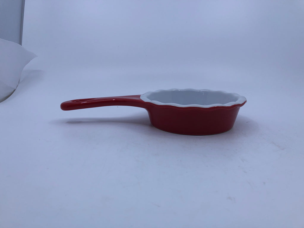 RED CERAMIC STONEWARE PAN.