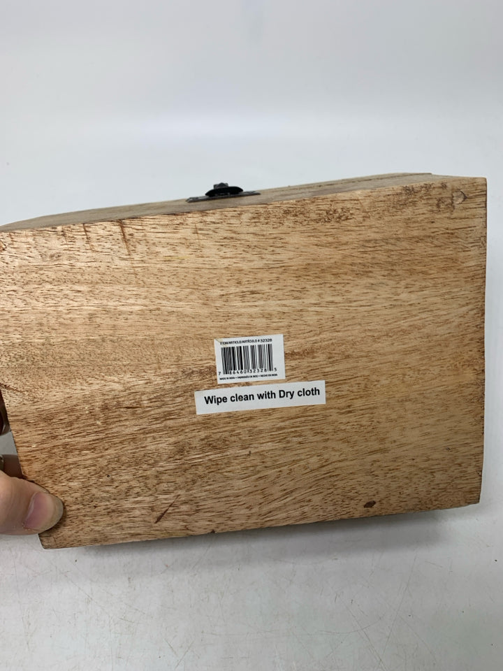 SMALLER WOOD BOX W/ SPARKLE MONOGRAM "S" JEWELRY BOX.