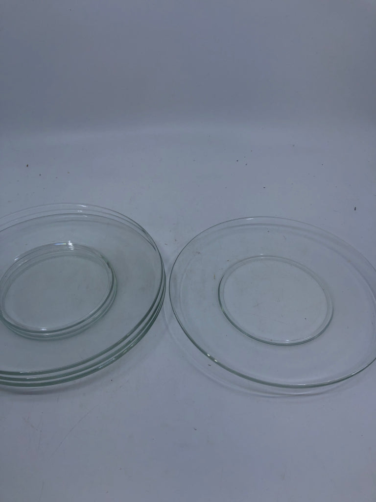4 GLASS DESSERT PLATES.
