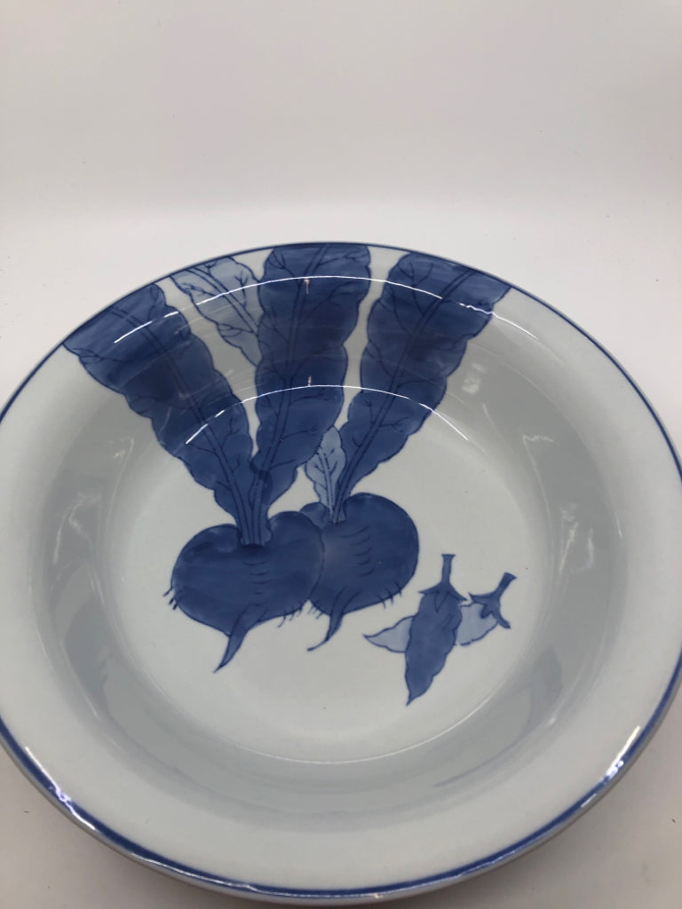 LARGE BLUE RADISH SERVING BOWL.