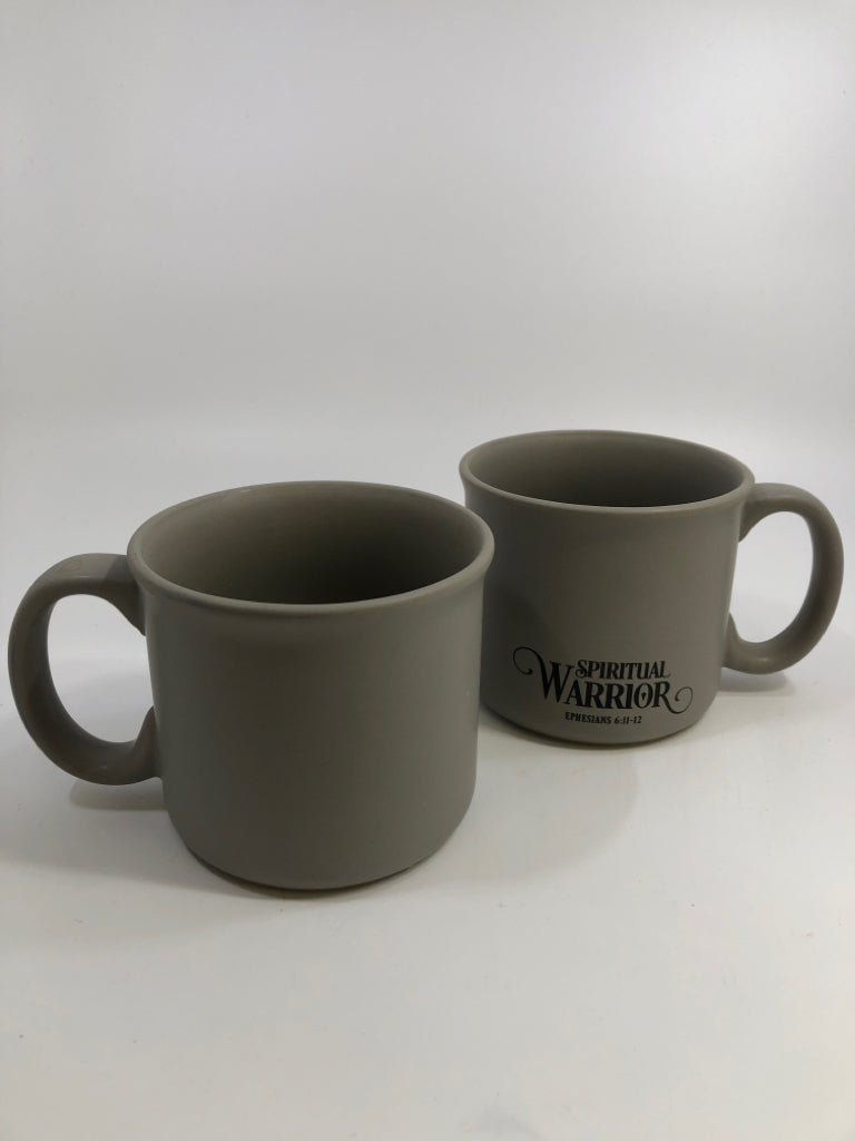 2 SPIRITUAL WARRIOR GREY MUGS.