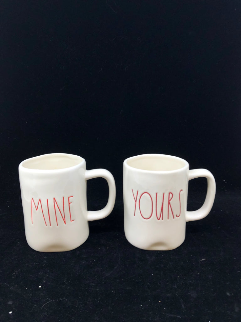 2 RAE DUNN "MIN & YOURS" MUGS.