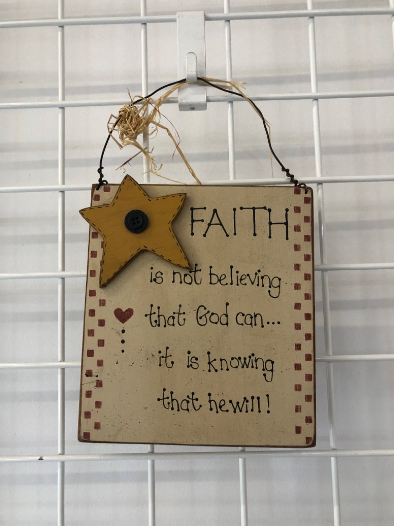 FAITH PRIMITIVE WALL HANGING.