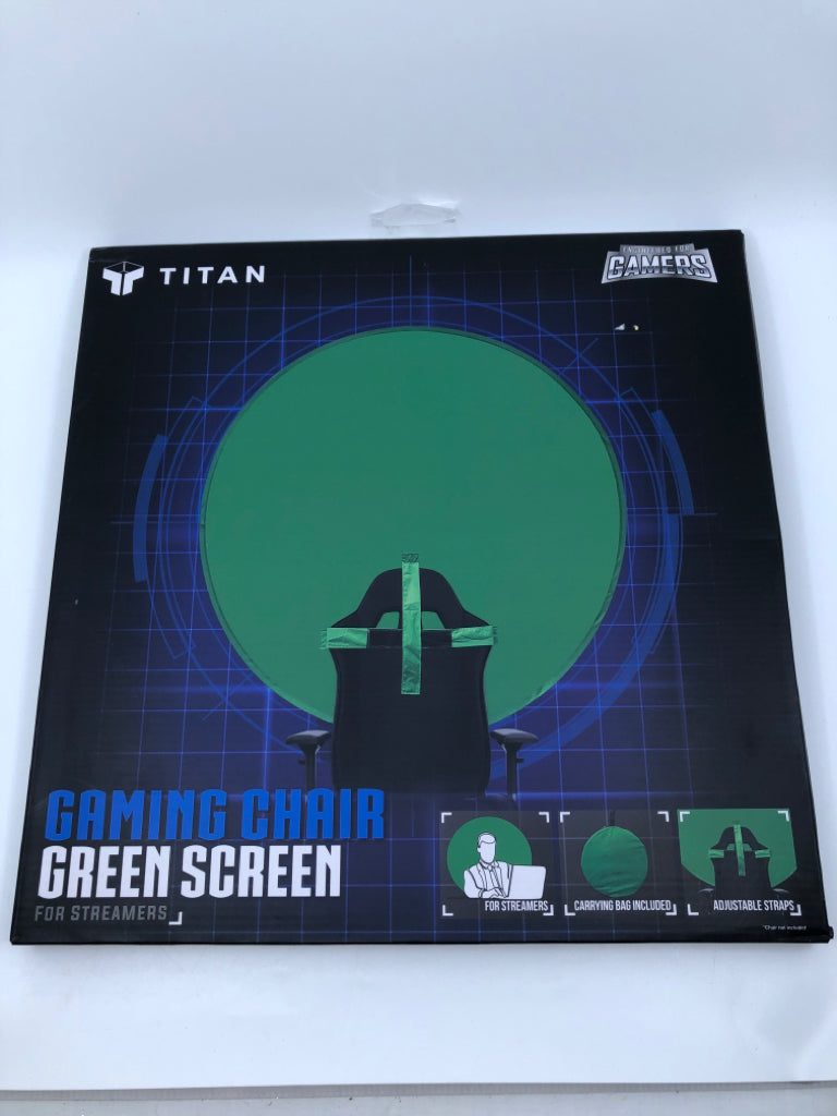 NIB GAMING CHAIR GREEN SCREEN.