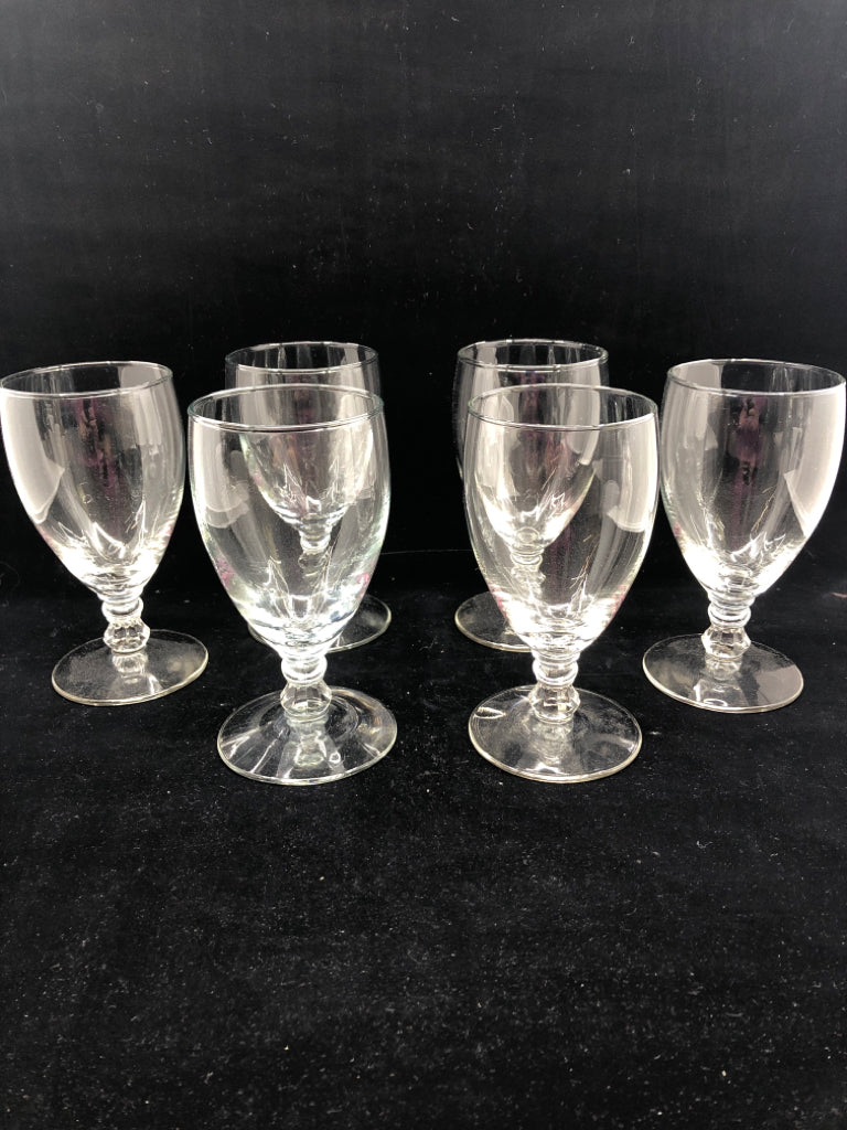 6 SHORT FOOTED WINE GLASSES.