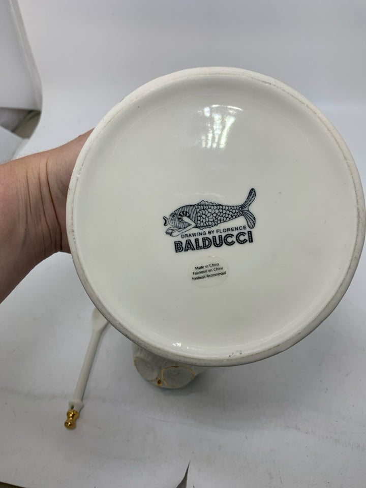 WILD MASQUERADE OWL SUGAR BOWL W/ LID & SPOON FLORENCE BALDUCCI.
