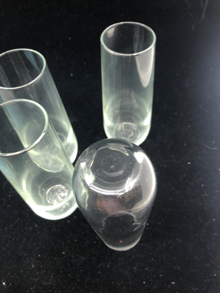 NIB 4 STEMLESS CHAMPAGNE FLUTES.