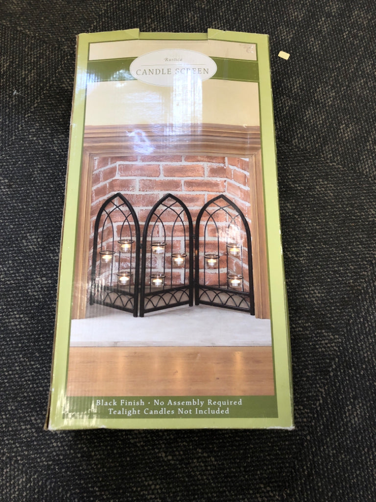 TEA LIGHT CANDLE SCREEN BLACK FINISH.