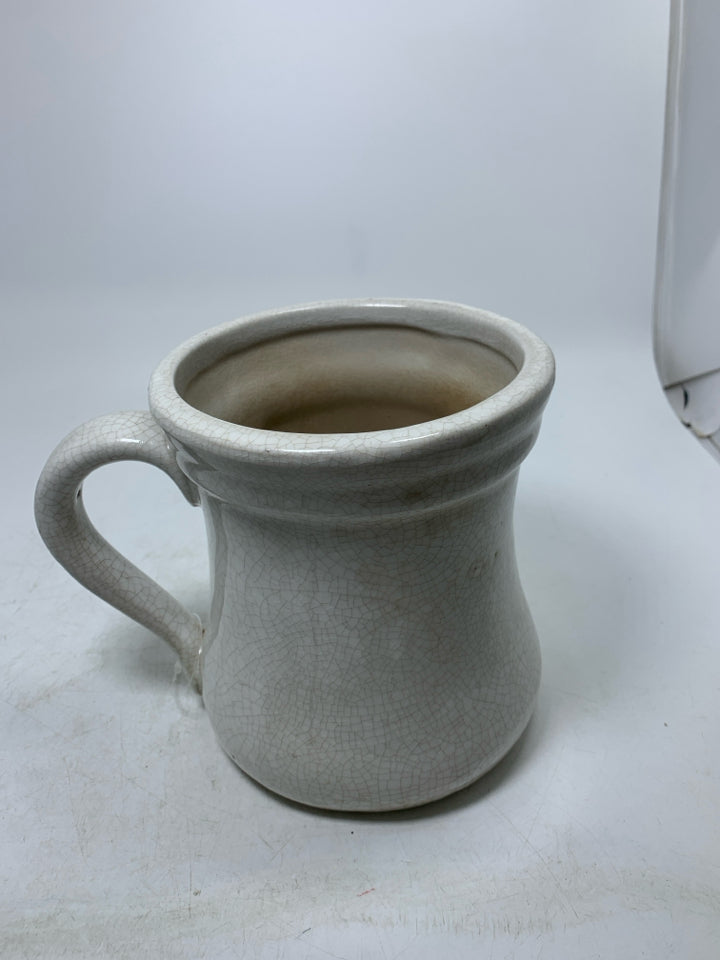 CRACKLE "FAITH" CROCK W/ HANDLE.