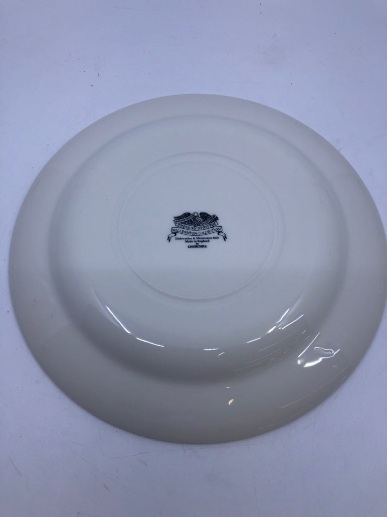 2 PLATES YELLOW RIM BLUE DETAILS-AMERICAN HERITAGE CHURCHILL.