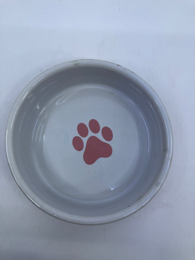 PINK PAW PRINT PET DISH.