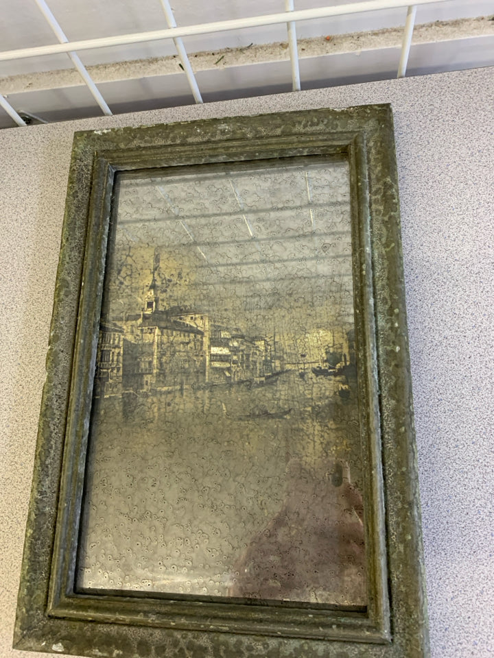 DISTRESSED FRAME MERCURY GLASS EUROPEAN CITIES.