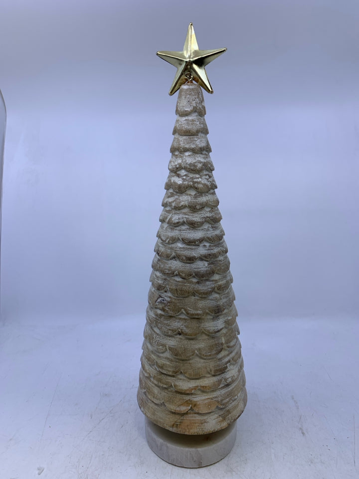 SCALLOP EDGE TREE ON MARBLE BASE.