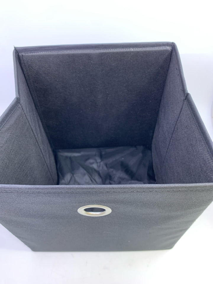 BLACK CANVAS FABRIC STORAGE BIN.