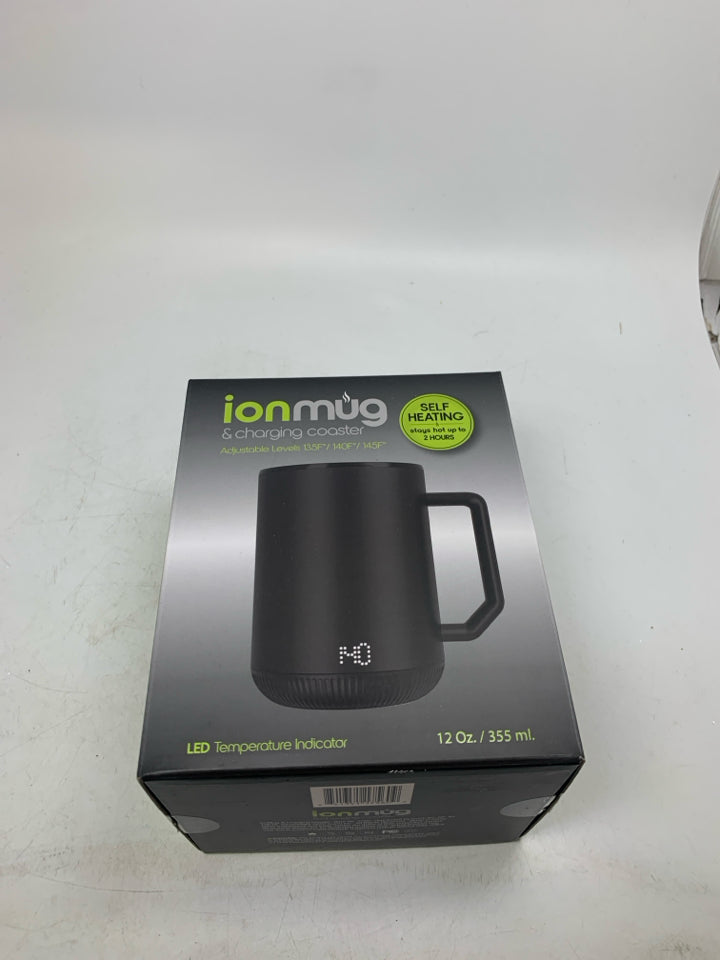 IN BOX ION MUG CHARGING COASTER STAINLESS STEEL SELF HEATING MUG.