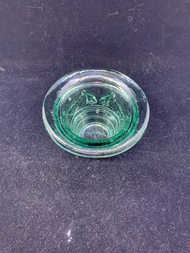 HEAVY THICK GREEN GLASS TINTED BOWL.