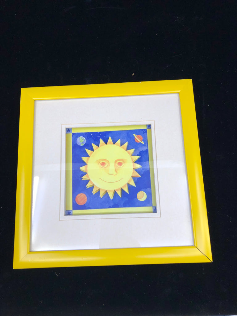 3D SUN IN YELLOW FRAME.