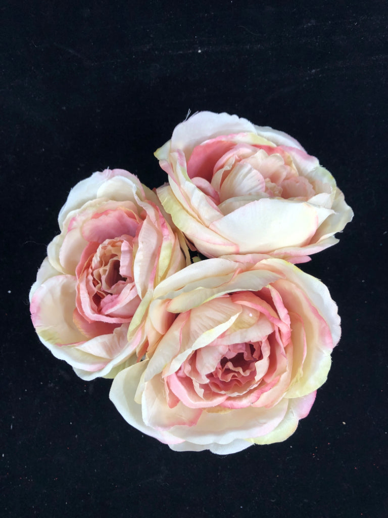 PINK AND WHITE FLORAL IN WHITE/GREY PLANTER.