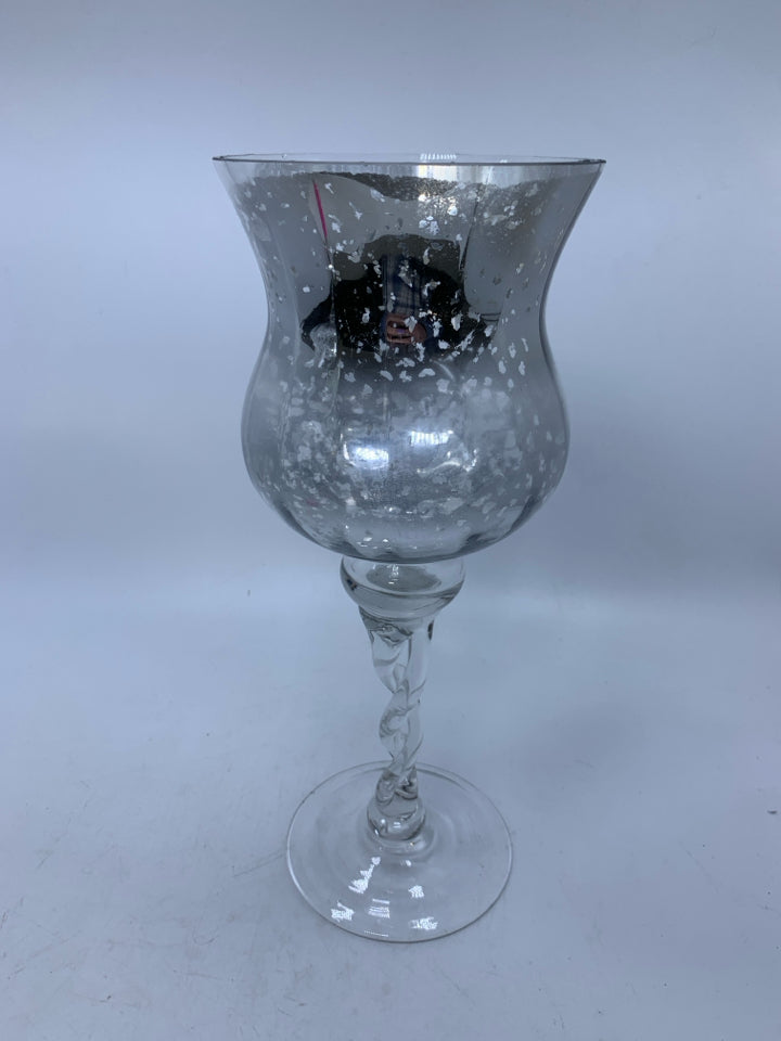 MERCURY GLASS CANDLE HOLDER.
