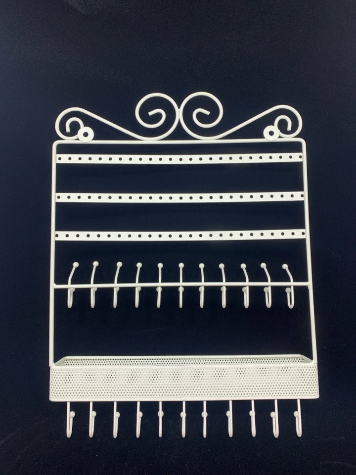 WHITE METAL JEWELRY HOLDER WALL-HANGING.