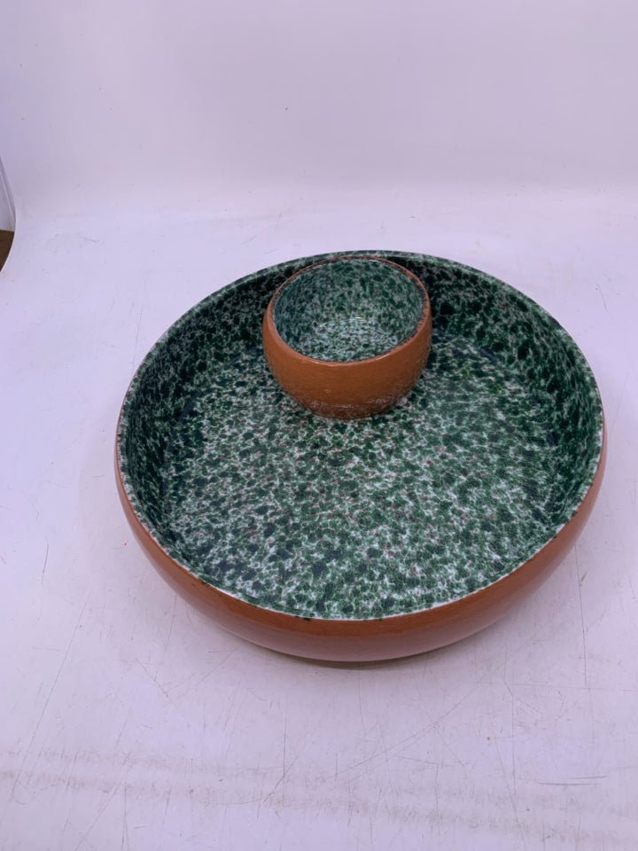 TERRA COTTA CHIP/ DIP SERVER.