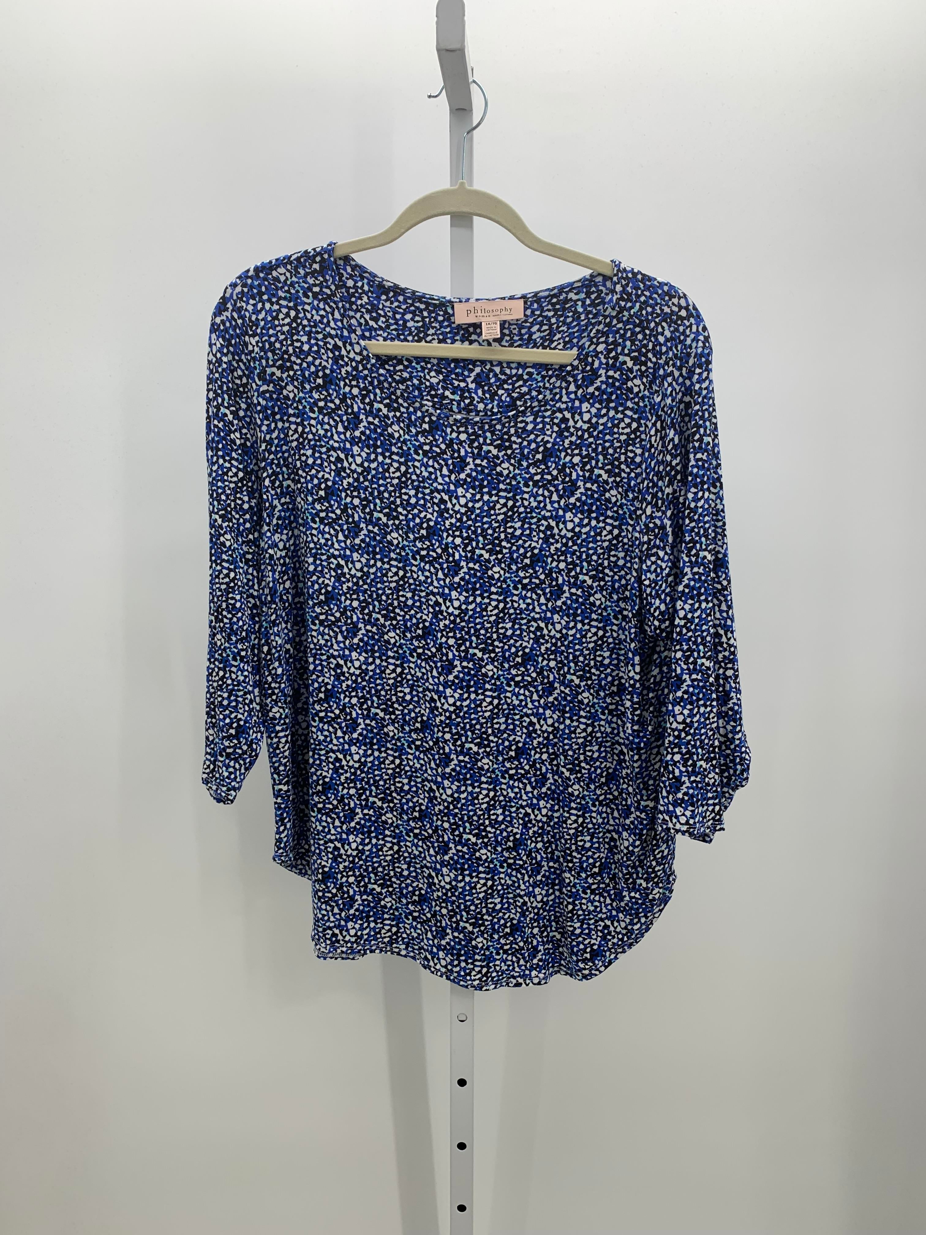 philosophy Size 1X Womens 3/4 Sleeve Shirt