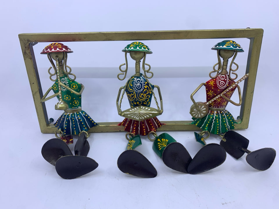 COLORFUL BRASS SHELF SITTING GIRLS WALL HANGING.
