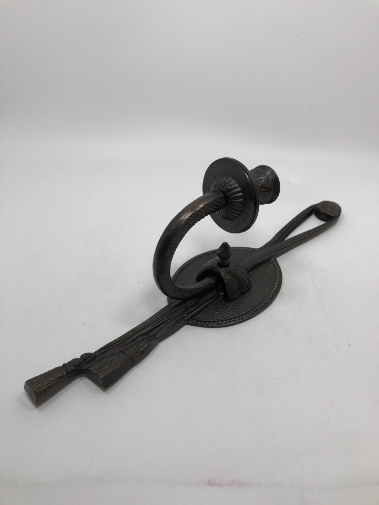BROWN METAL TAPER CANDLE WALL SCONCE.