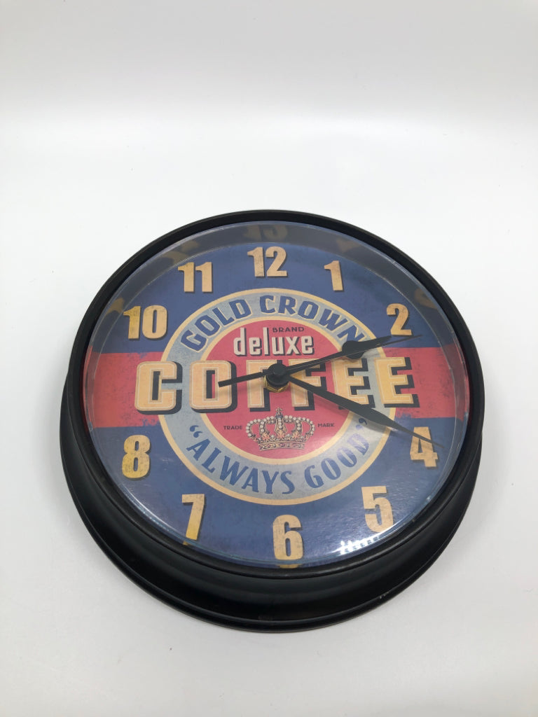 GOLD CROWN COFFEE CLOCK.