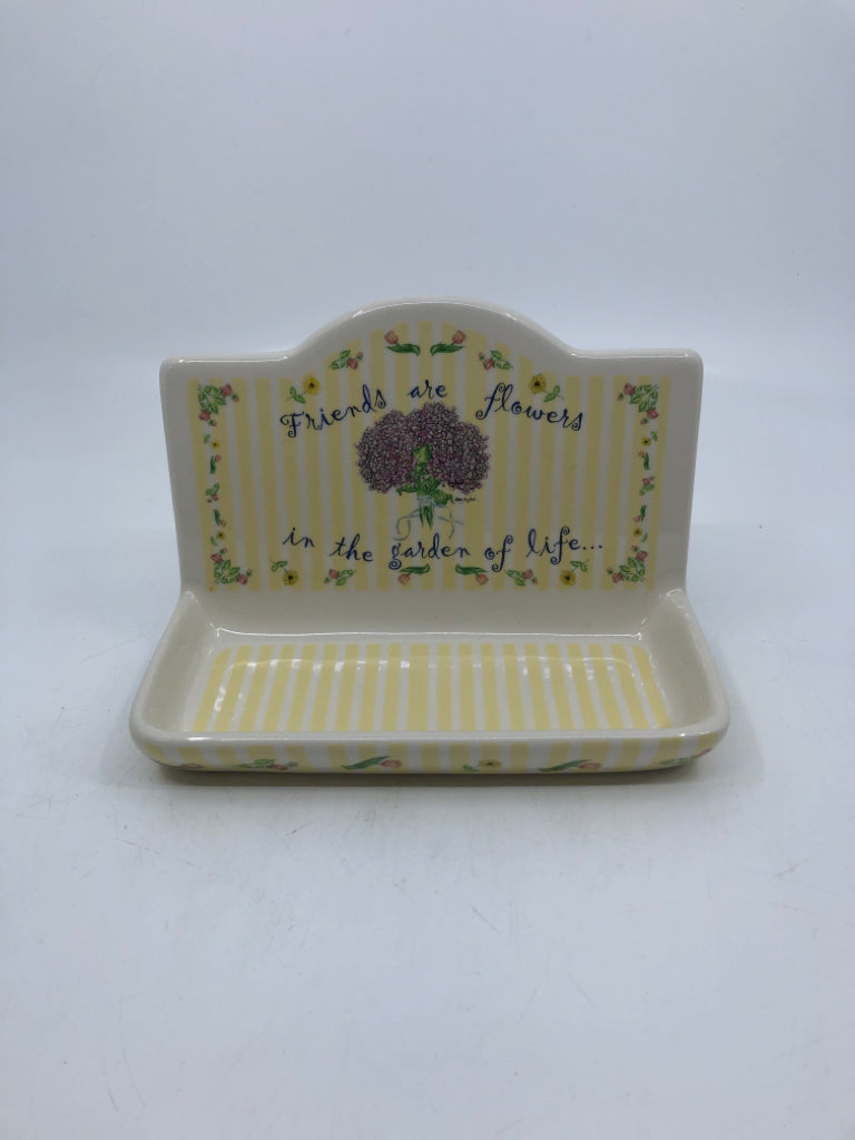 "FRIENDS ARE FLOWER" CERAMIC EYE GLASS CADDY.