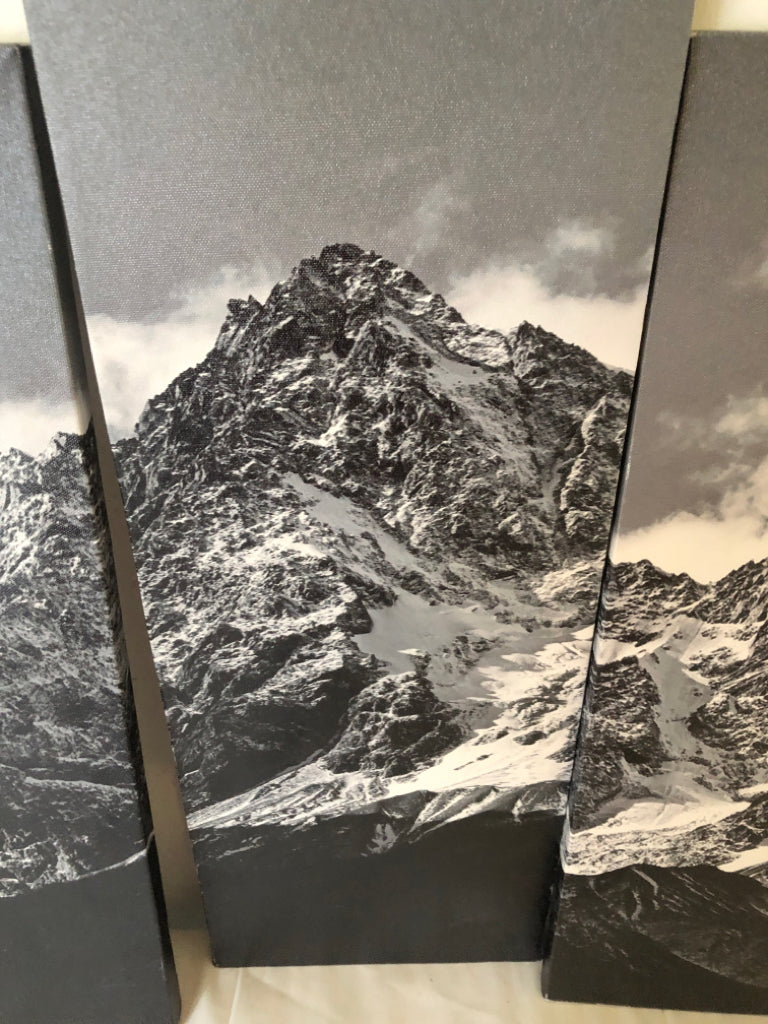 5PC BLACK AND WHITE MOUNTAIN CANVAS WALL ART.