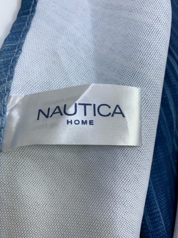 NAUTICA BLUE ROUND STRIPED TABLE CLOTH.