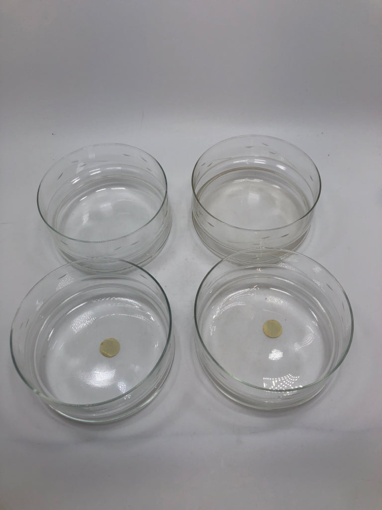 4PC ETCHED CRYSTAL GLASS BOWLS.
