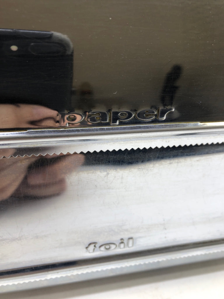 VTG STAINLESS STEEL ALUMINUM FOIL, WAX PAPER HOLDER.