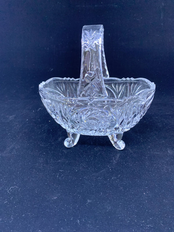 CUT GLASS FOOTED BASKET.