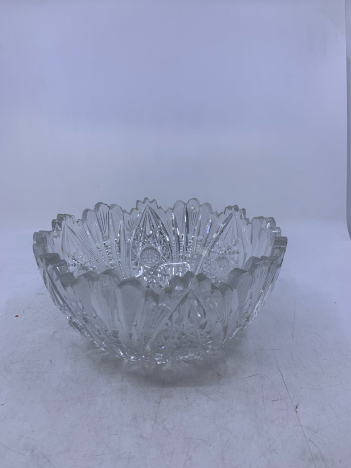 HEAVY CUT CRYSTAL BOWL W/ STAR ON BOTTOM.