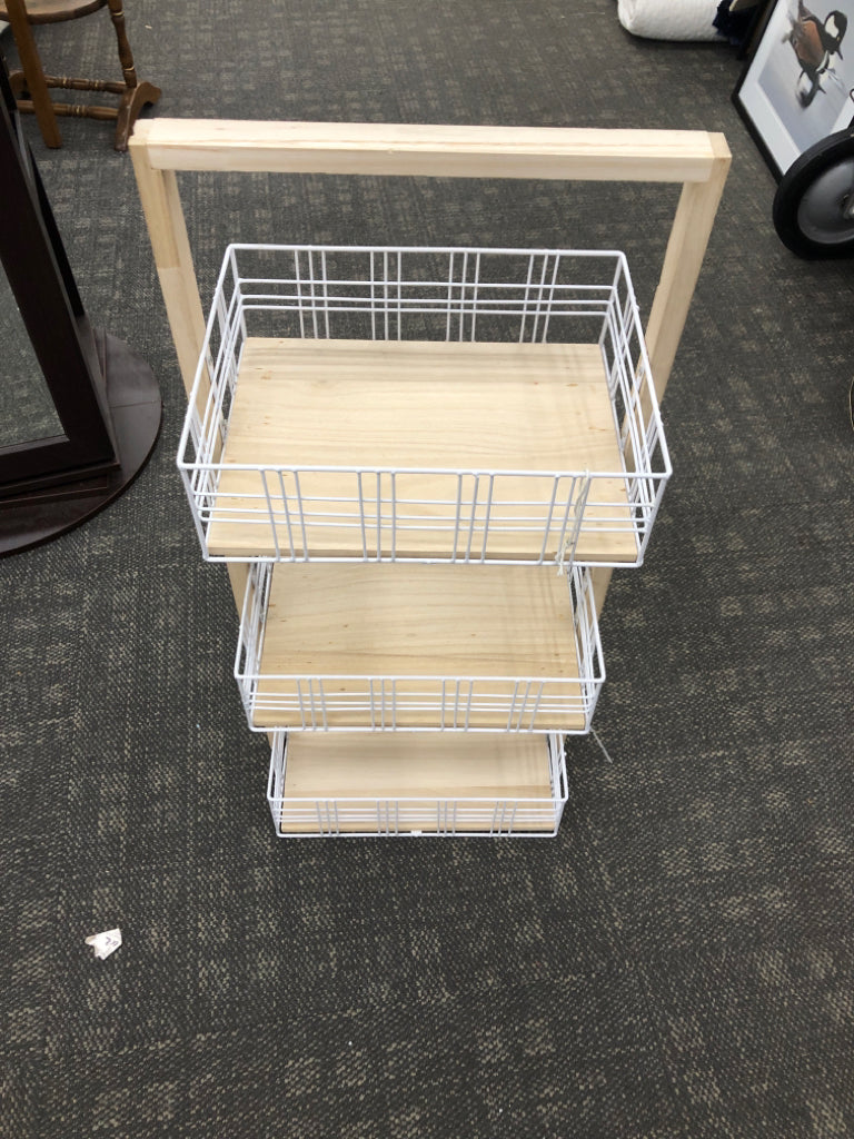3-TIER BLONDE WOOD ORGANIZER.