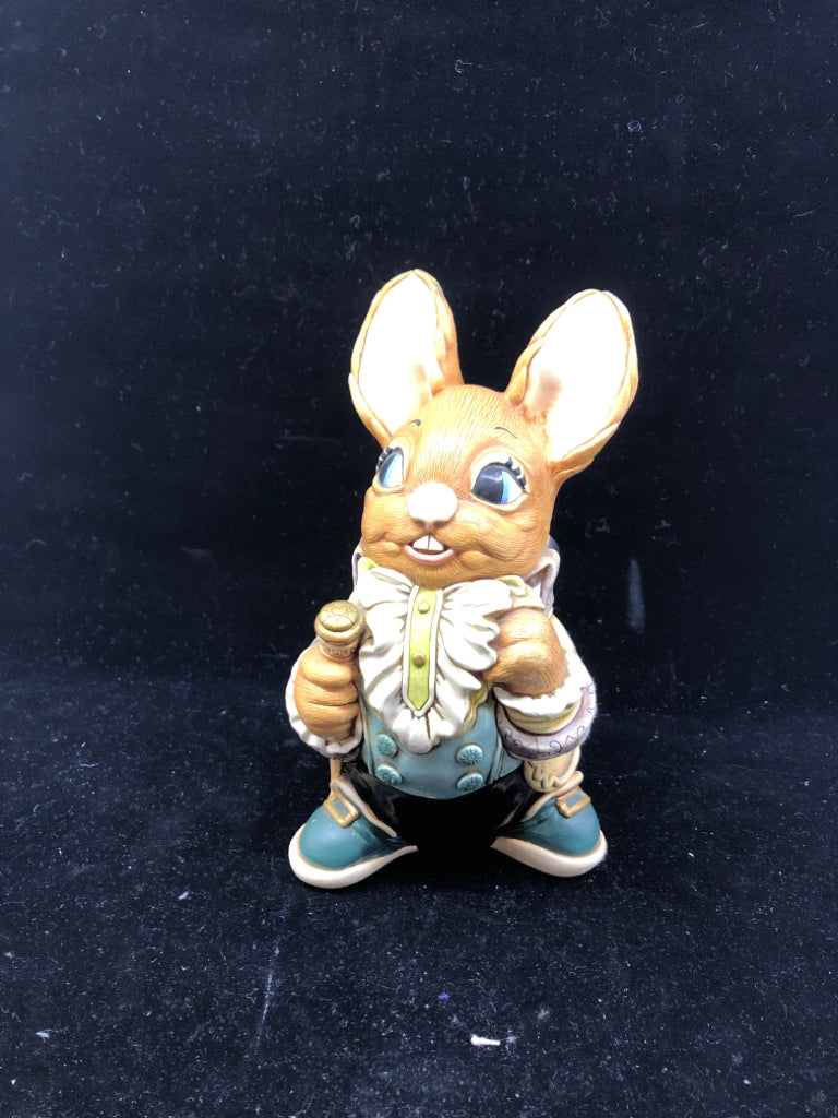 VTG PENDELFIN BUNNY FATHER RABBIT HOLDING WALKING STICK.