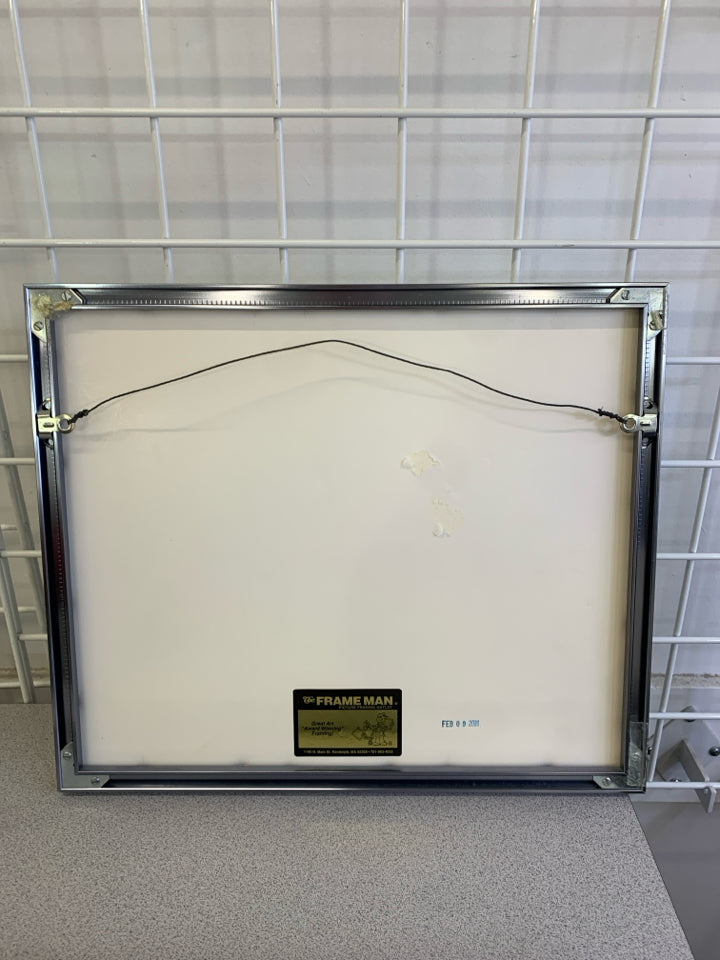 PARIS STREET WATERCOLOR IN SILVER FRAME.