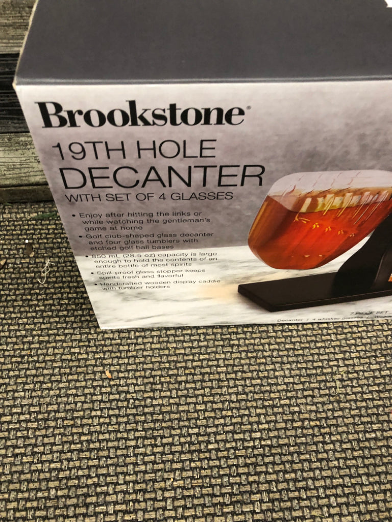 NIB BROOKSTONE 19TH HOLE DECANTER.