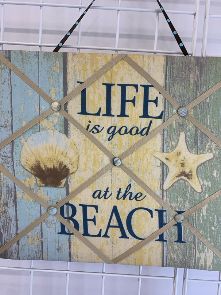 LIFE IS GOOD AT THE BEACH FABRIC MEMO BOARD.