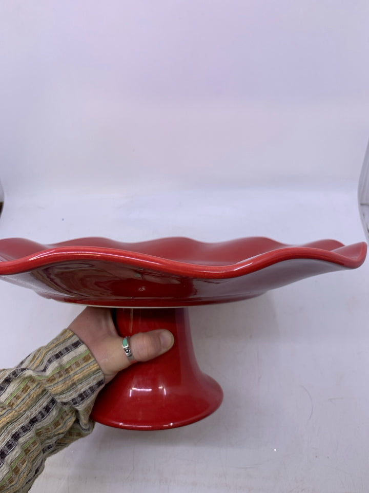 RED CERAMIC W/ WAVY EDGE.