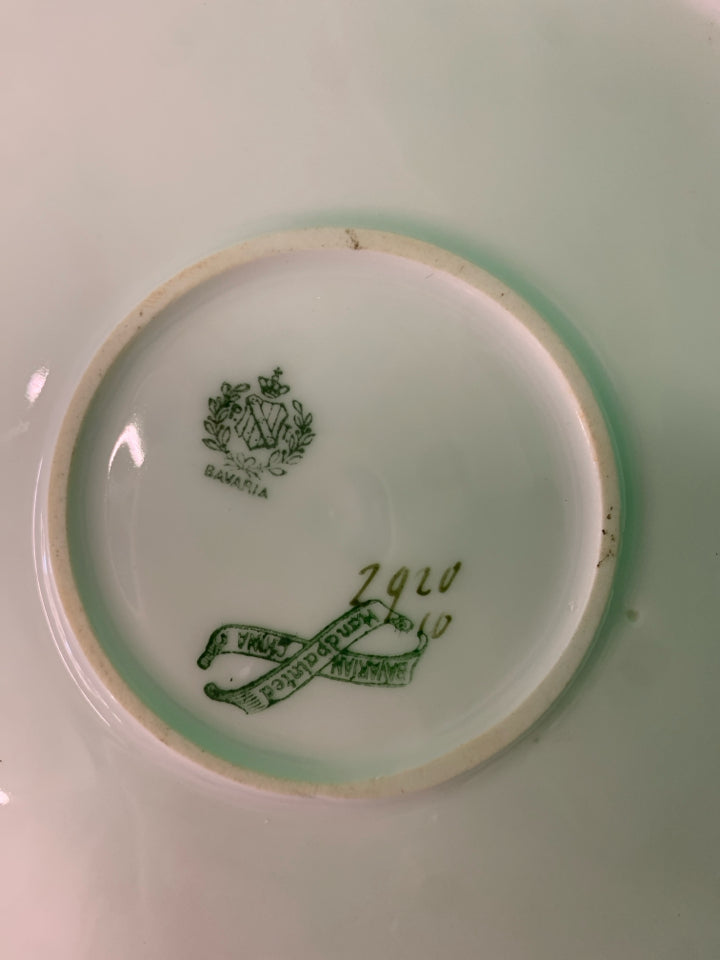 VTG YELLOW FLORAL W GOLD ACCENTS PLATE W HANDLES.