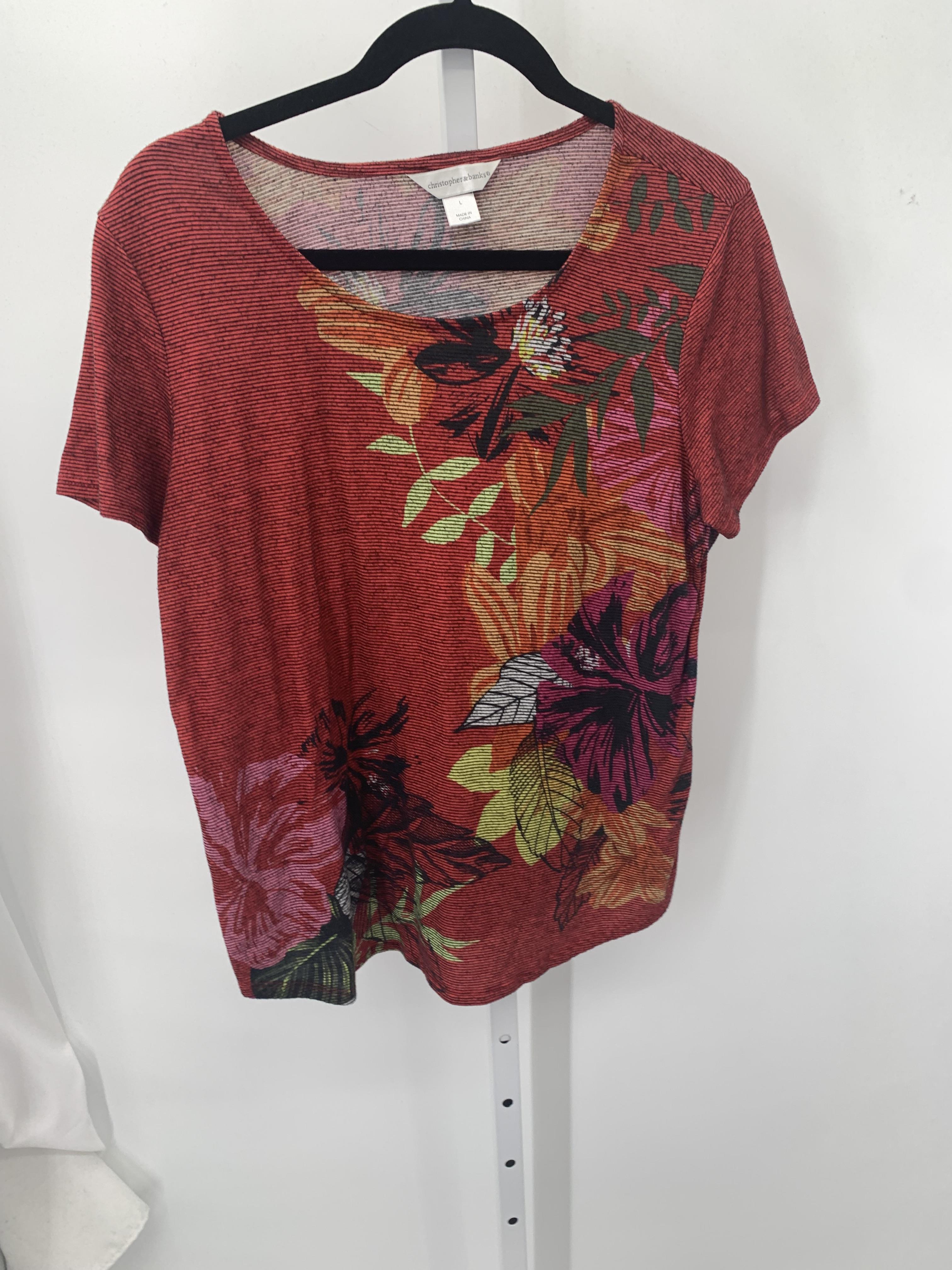 Christopher & Banks Size Large Misses Short Sleeve Shirt